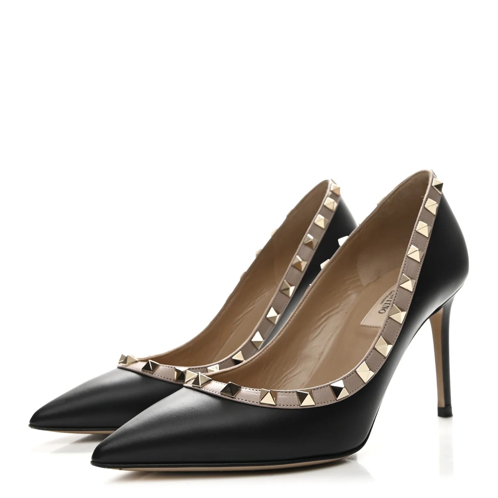 Valentino Rockstud-Embellished 85mm Stilettos Pumps Black Poudre Women's Eu 39